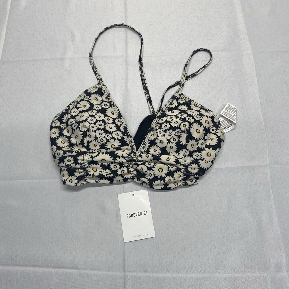 NWT Forever 21 Daisy Floral Print Sport Bra Longline Athletic Top Size Medium